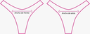 Tabla de medidas de la parte de abajo, con ancho de frente y ancho de atrás