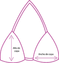 Tabla de medidas de copa triangular, con alto de copa y ancho de copa