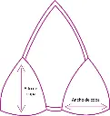 Tabla de medidas de copa triangular, con alto de copa y ancho de copa
