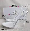 Zapatilla transparente de 11 cm de tacón, sin plataforma, con plástico flexible y plantilla de gamuza antiderrapante