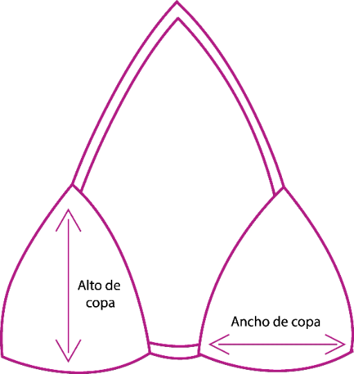 Tabla de medidas de copa triangular, con alto de copa y ancho de copa