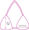 Tabla de medidas de copa triangular, con alto de copa y ancho de copa